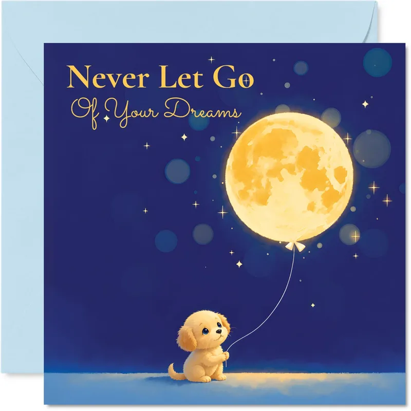 Moon Balloon Navy Encouragement Card for Dreamers