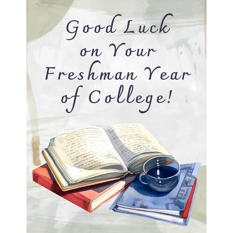 Book Coffee Grey Good Luck Card for New Students