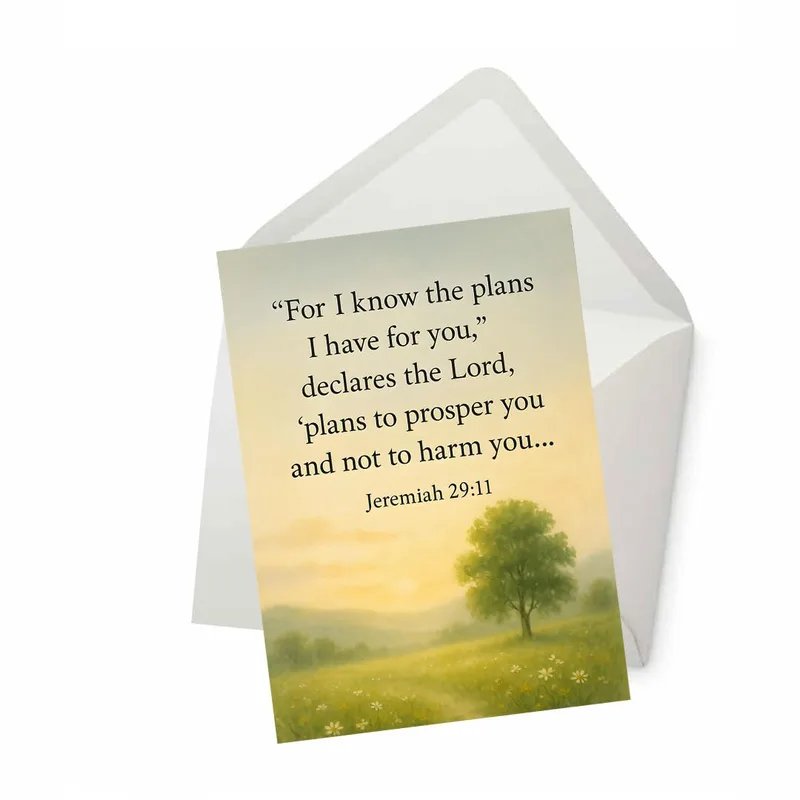Tree Green Meadow Encouragement Card with Bible Verse Promises