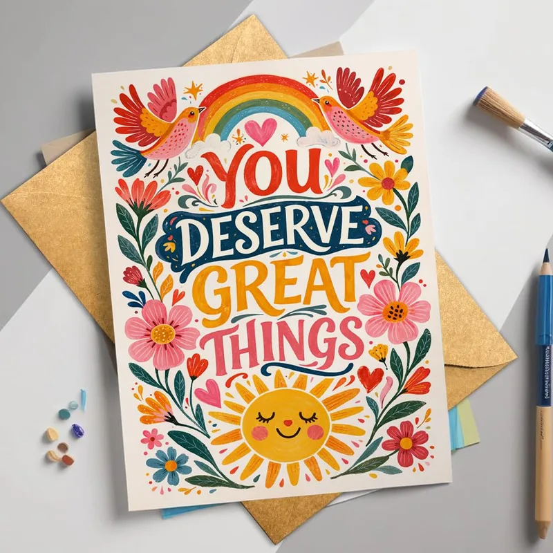 Floral Rainbow Sun Encouragement Card for Someone Special