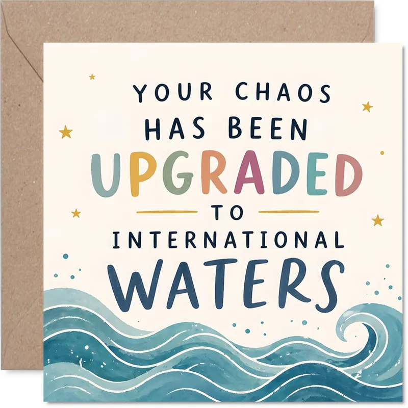 Ocean Waves Lettering Good Luck Card for Chaotic Times