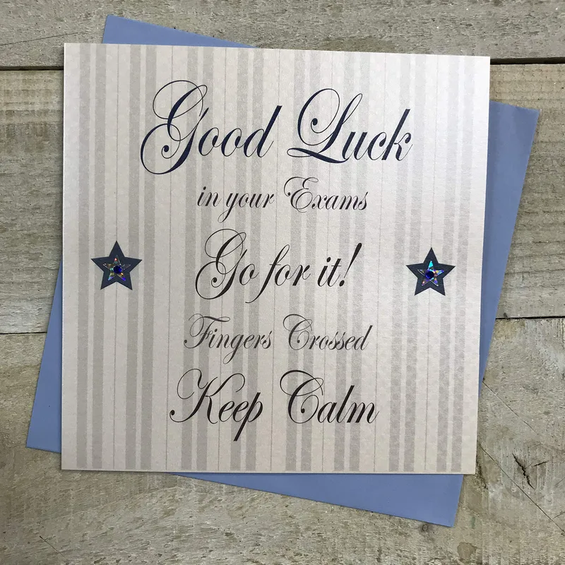 Striped Stars Calligraphy Good Luck Card for Exam Stress