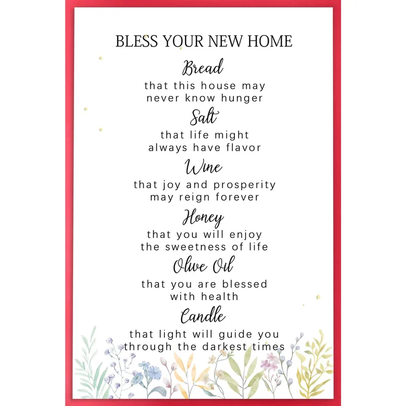 New Home Blessing Card with Six Wishes for Your Home