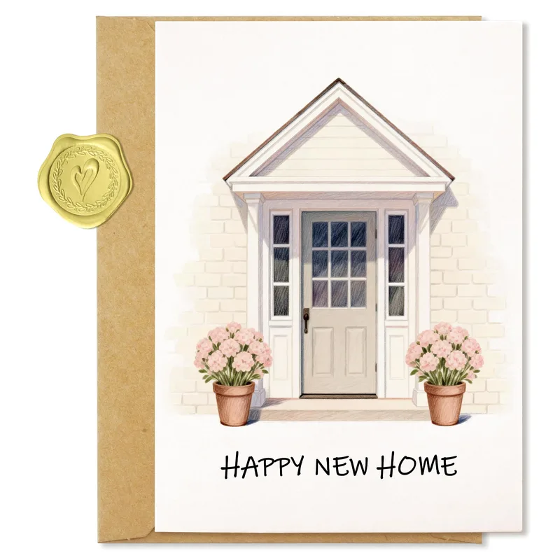 Watercolor Front Door Porch Card: Happy New Home