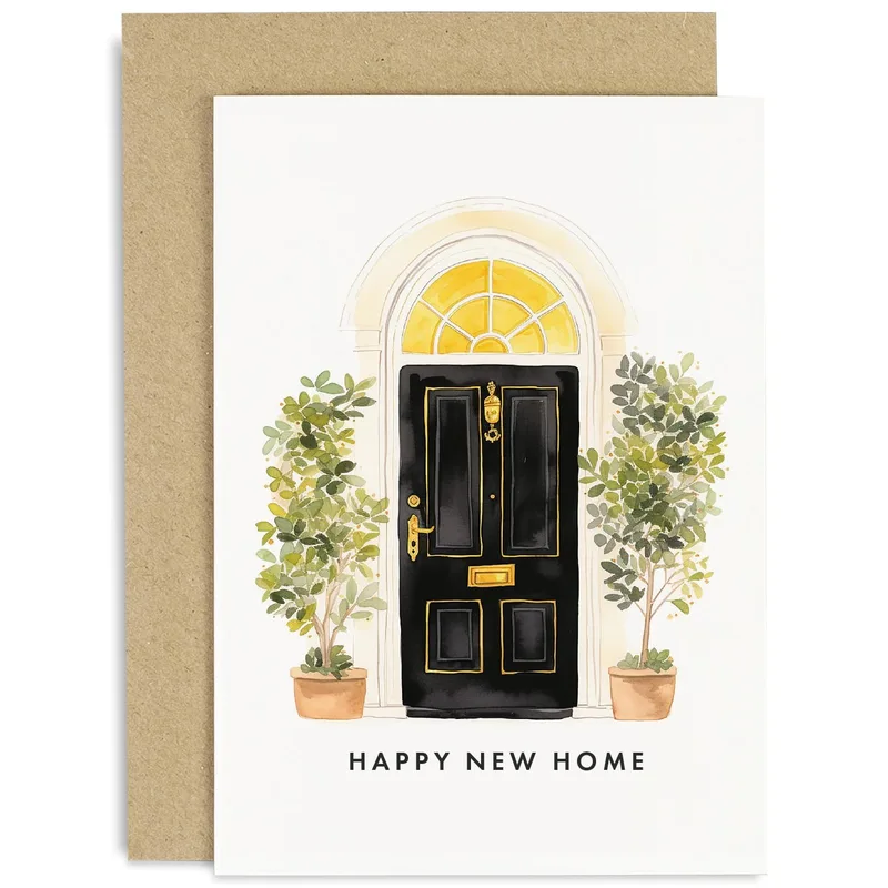 Housewarming Door Card: A Black Door for a New Start