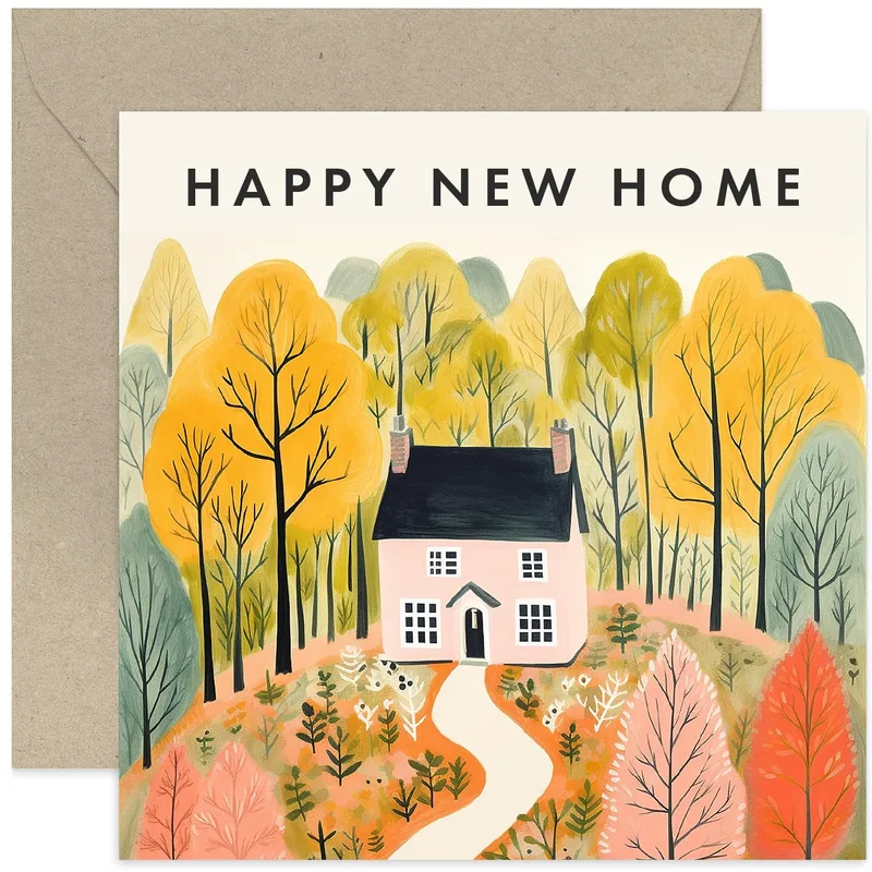 Autumn Cottage Card: Happy New Home Greeting Card