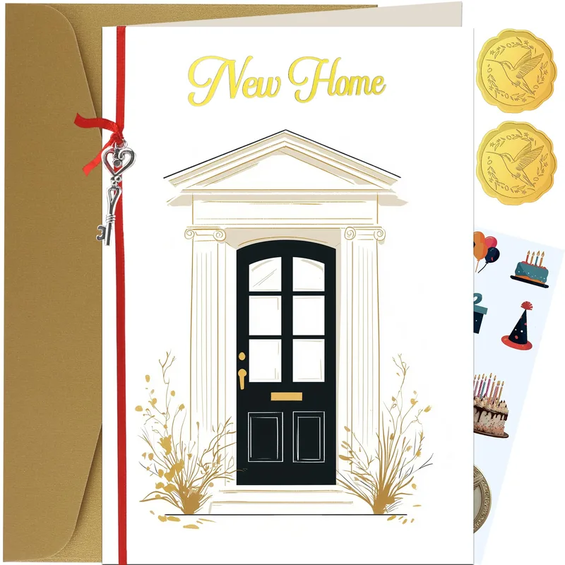 Gold Classic Home Entrance Card for a New Home Celebration