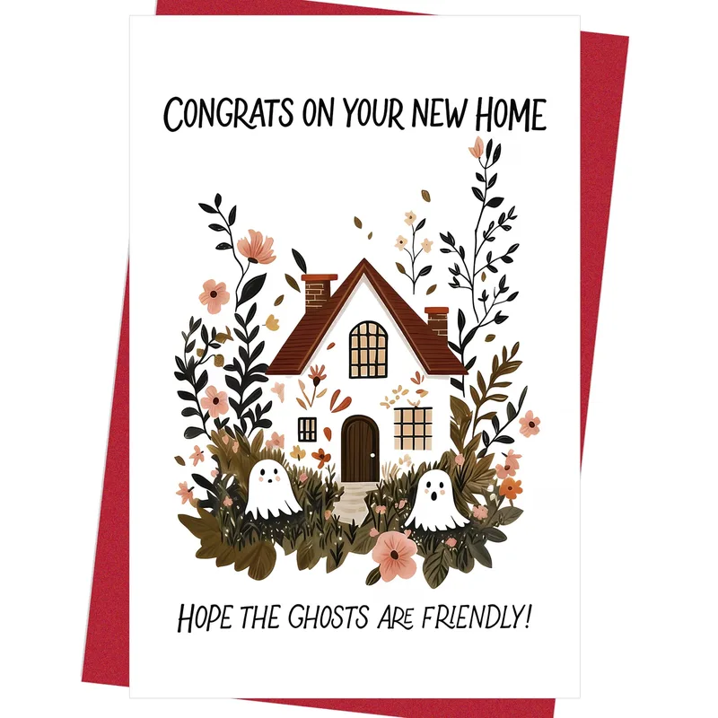 New Home Congrats Card: Friendly Ghosts Cottage