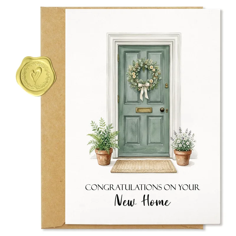 Green Door Housewarming Card for New Homeowners