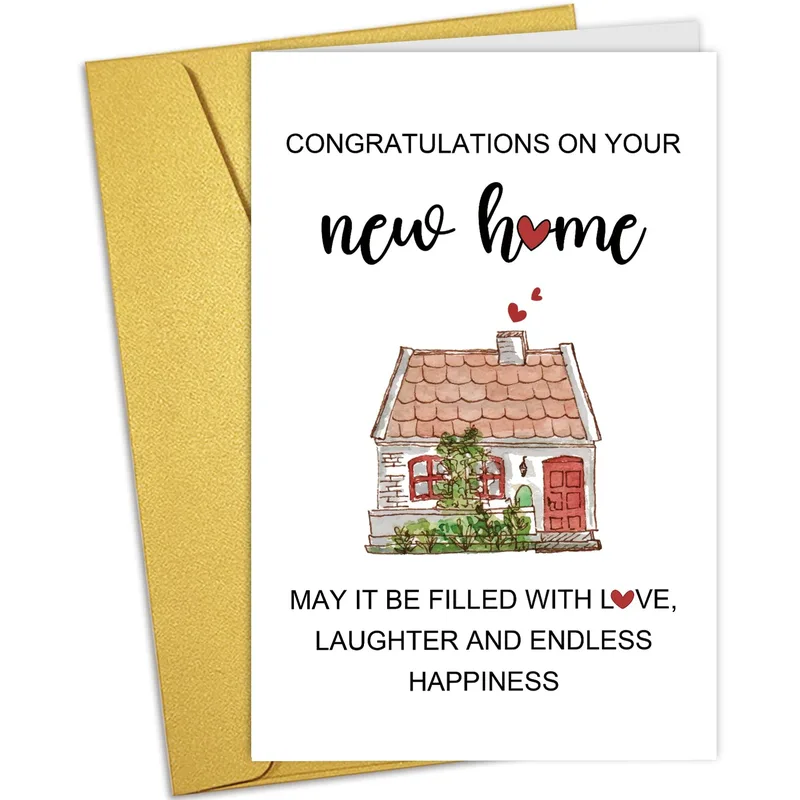 Congratulations New Home Card with a Watercolor Cottage