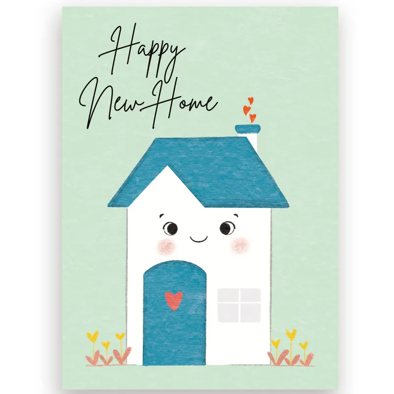 Smiling House Illustration Card for a New Home Celebration