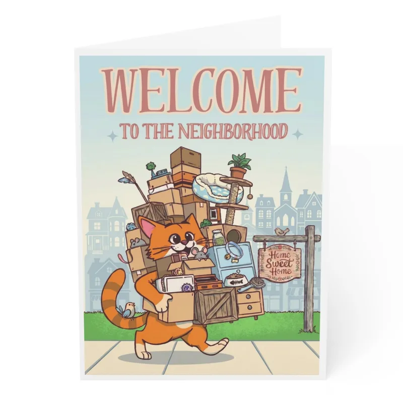 Cat Moving Boxes Card for Your New Neighbor