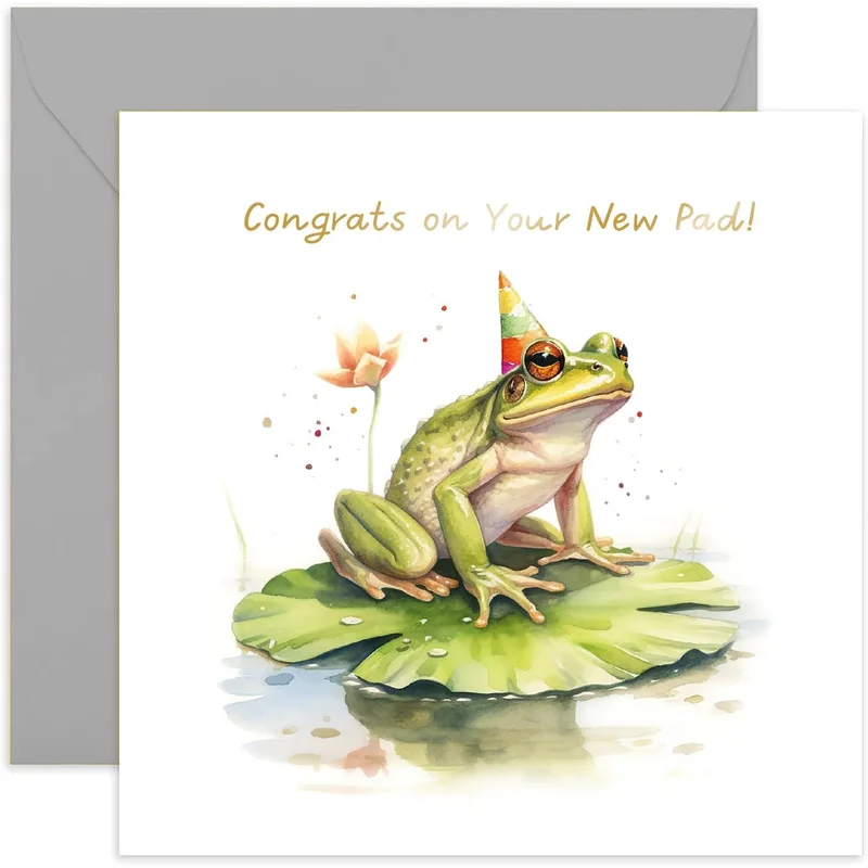 Housewarming Party Card: A Frog Ready to Celebrate Your New Pad
