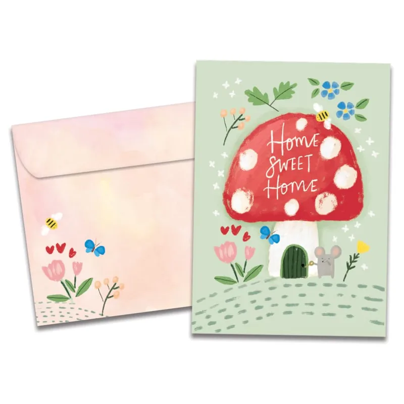 Red Mushroom House Card for a New Home, Housewarming Greeting