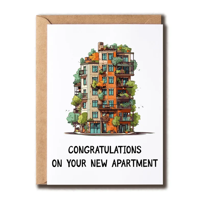 Apartment Building Card for a New Home Congrats