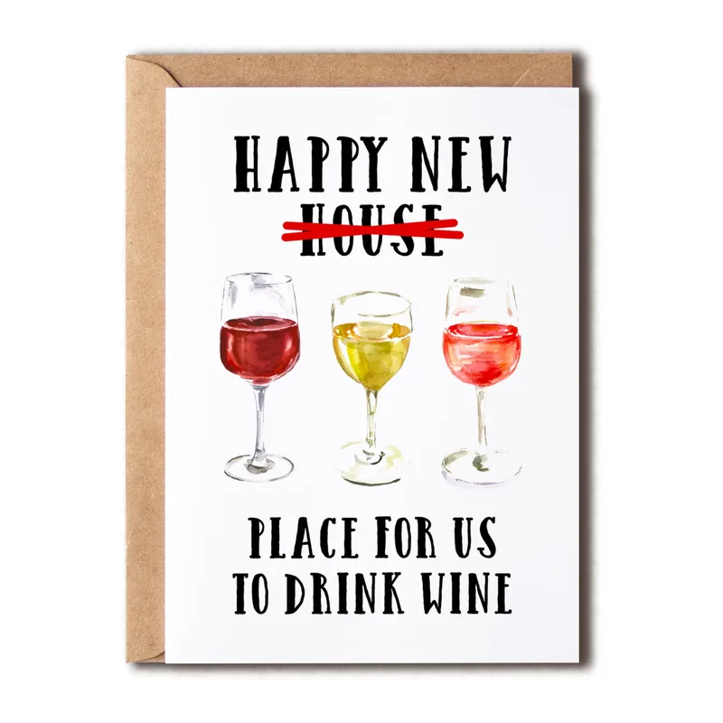 New Home Wine Card: Happy New Place for Us to Drink Wine
