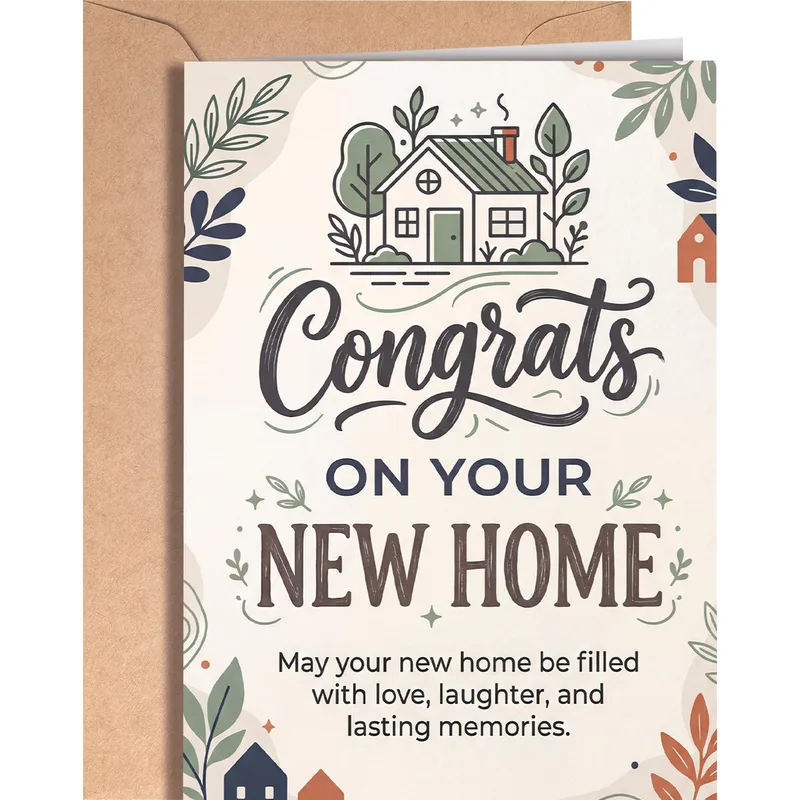 Line Art House Illustration Card for a New Home