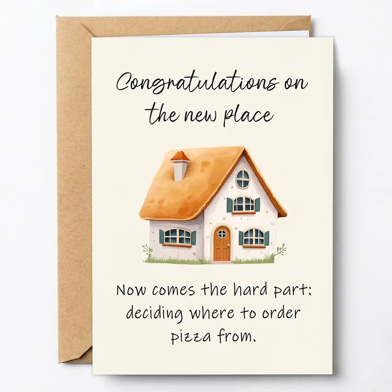 New Home Pizza Card: Congrats With a Joke