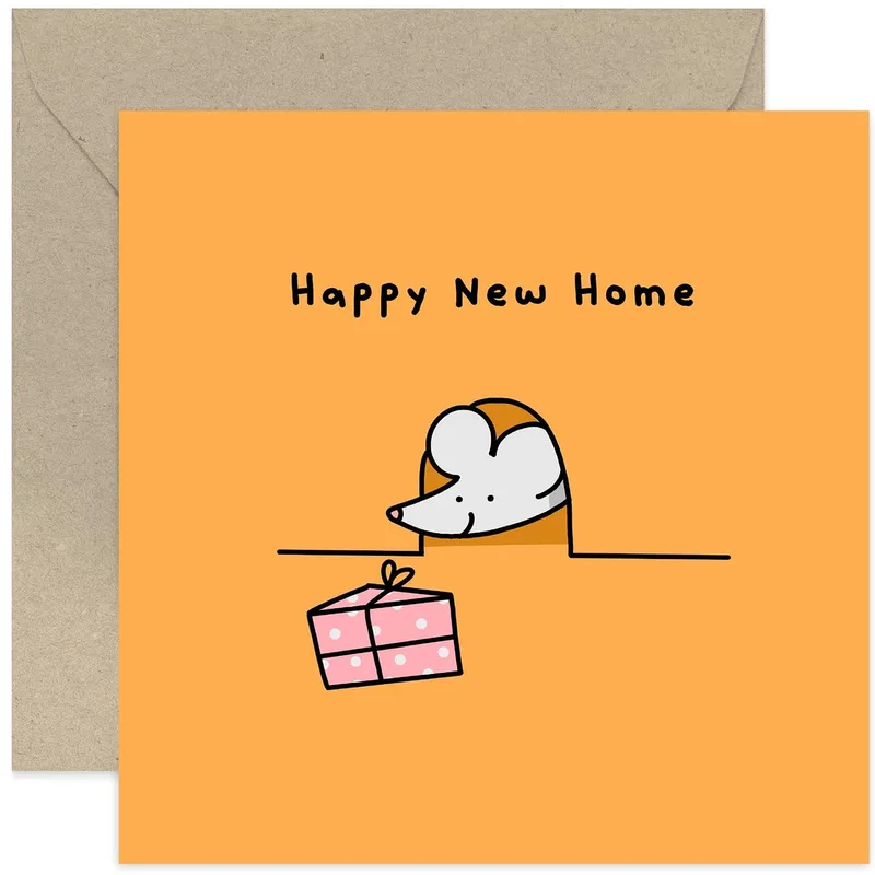 Housewarming Gifts Card: A Cute Mouse for New Homes