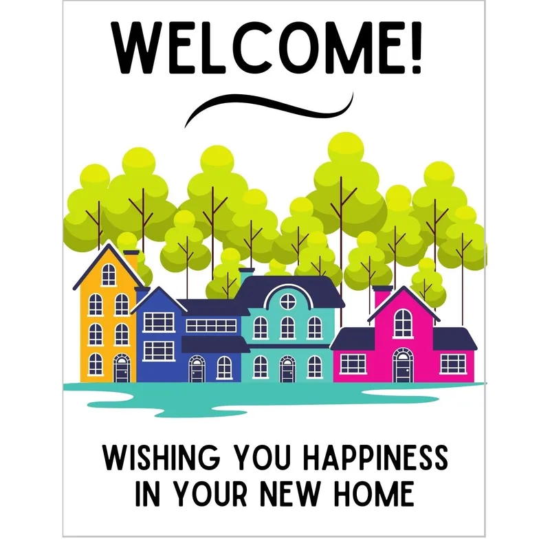 Housewarming Wishes Card with Colorful Houses Design