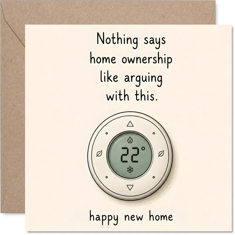 Home Ownership Card for New Homeowners: Thermostat Humor