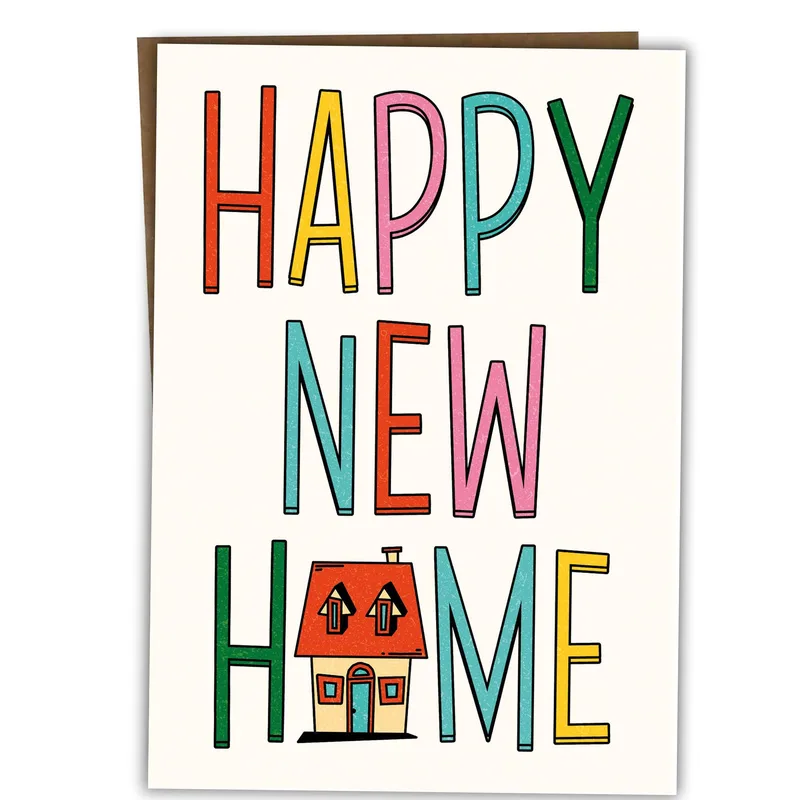Colorful Lettering House Card for a New Home Celebration