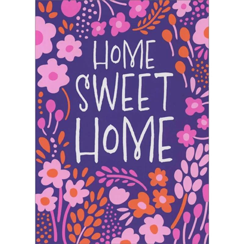 Purple Floral Pattern Card: Home Sweet Home for a New Start
