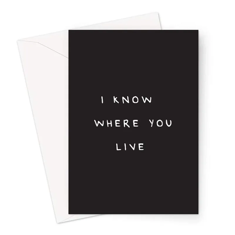 Housewarming Joke Card for Friend Moving Home with Black Minimal Text