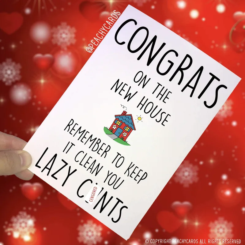 Red Hearts Background Card for New Home and Housewarming Celebrations