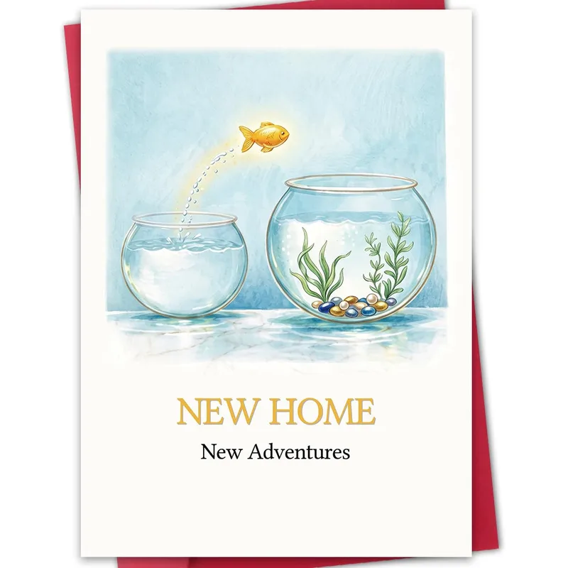 Goldfish Jumping Bowls New Home Card Celebrates Big Moves