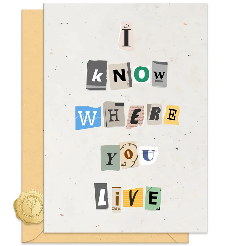 Cutout Letters Typography New Home Card for Funny Housewarming