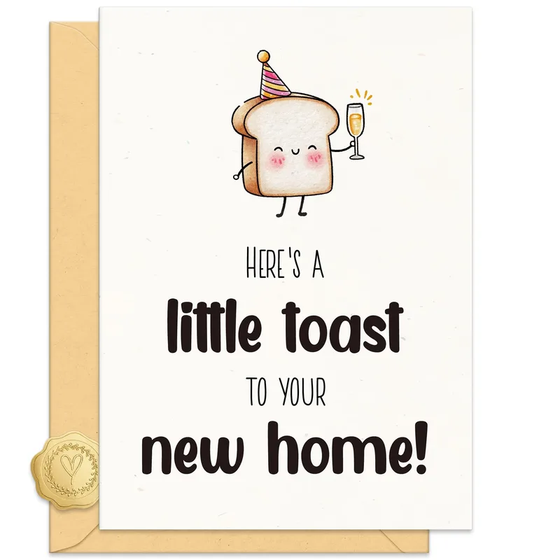 Toast Party Hat New Home Card for Housewarming Fun