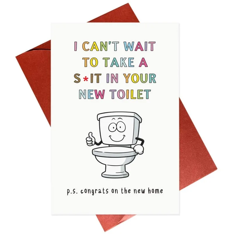 Toilet Thumbs Up New Home Card for Rude Housewarming Humor