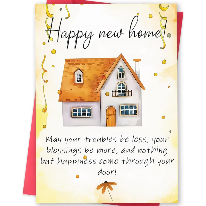 Roof Cottage Confetti New Home Card Celebrating a Fresh Start