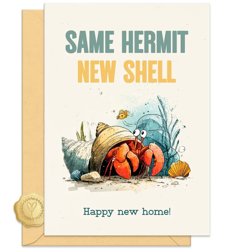 Hermit Crab Shell New Home Card for Housewarming