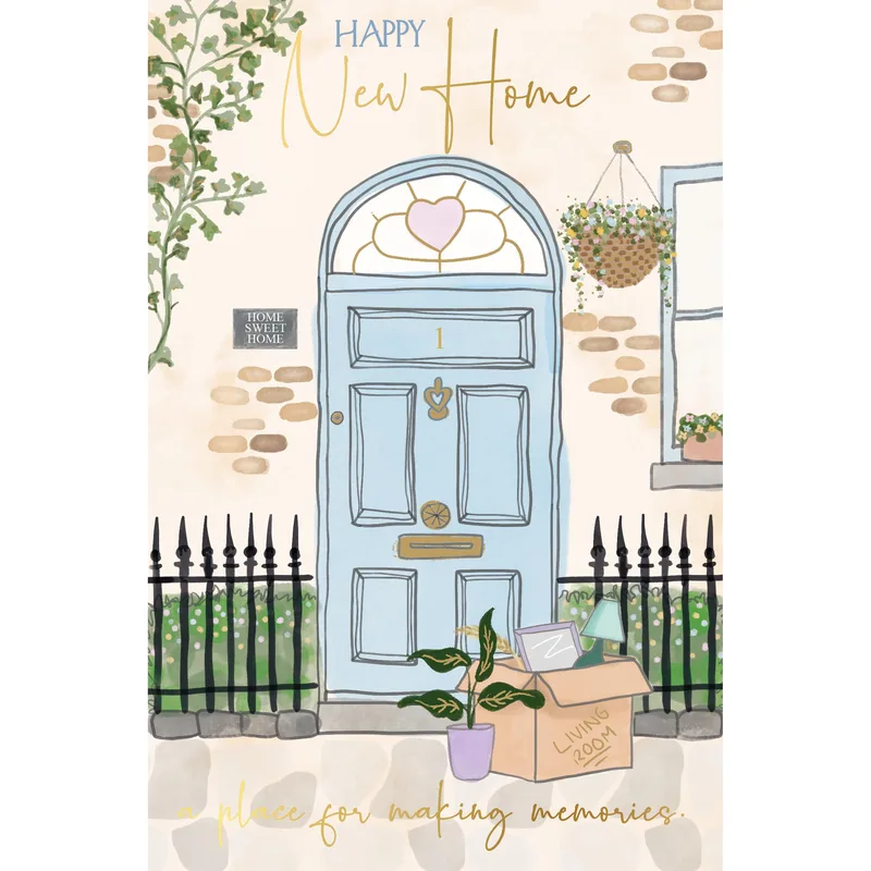 Door Brick Cottage New Home Card Celebrates Moving Day