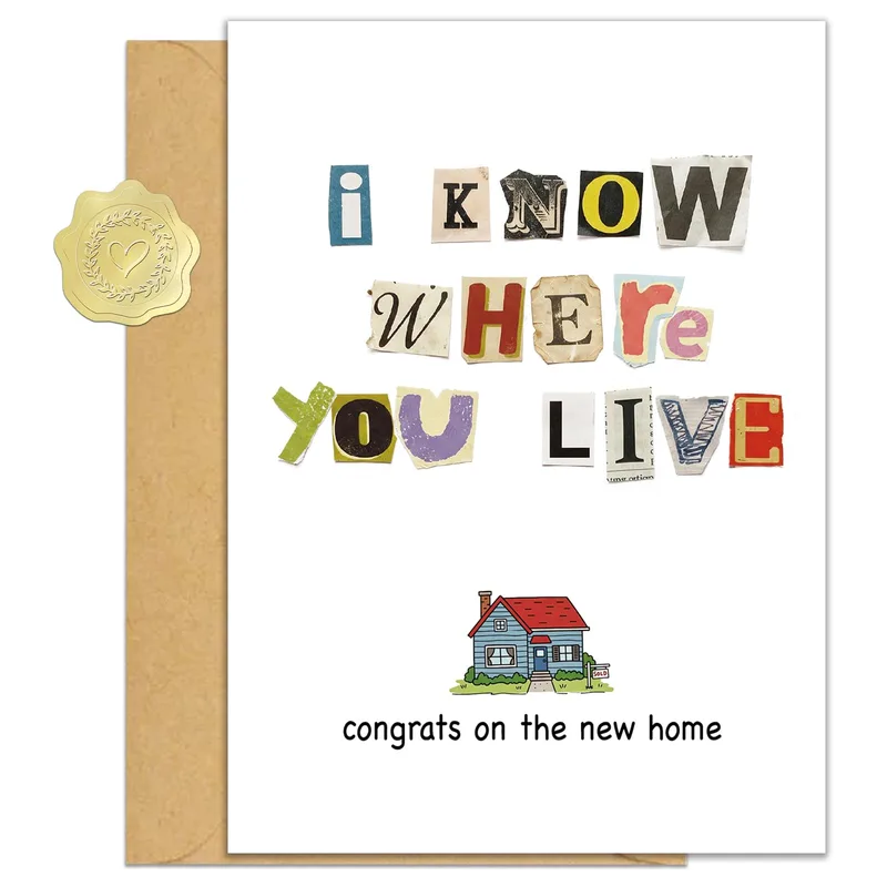 Out Magazine Letters New Home Card for Housewarming Fun