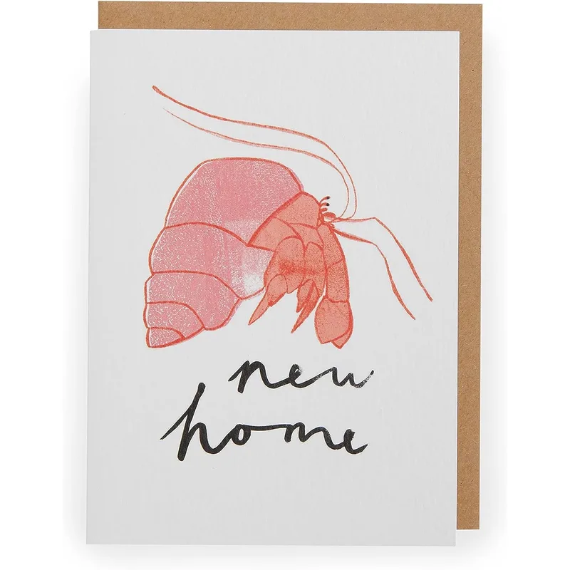 Crab Line Drawing New Home Card for a Hermit Crab Fan