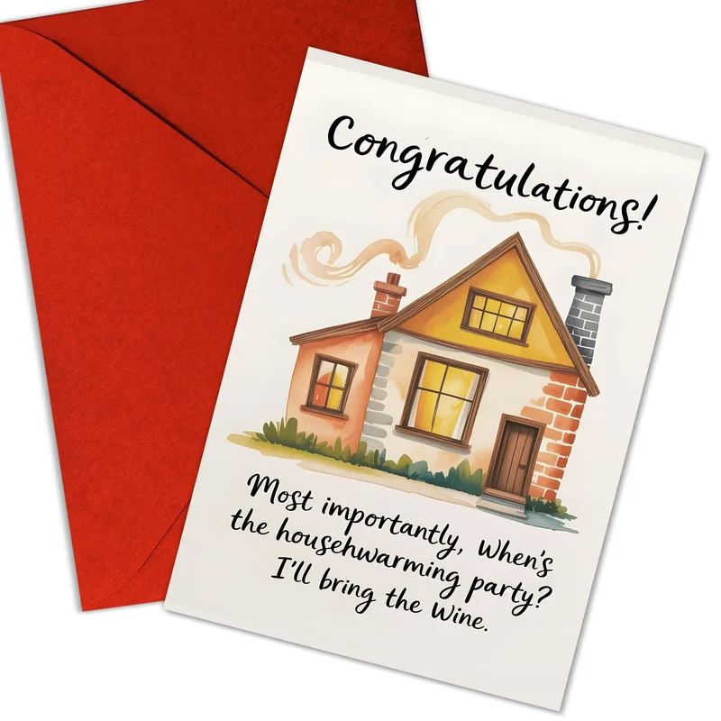 House Smoking Chimney New Home Card for Fun Housewarmings