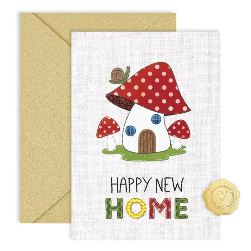 Mushroom House Snail New Home Card for Moving In