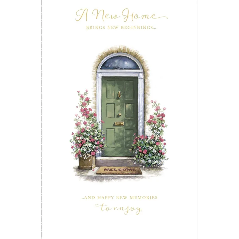 Door Flower Pots New Home Card Celebrating a Fresh Start