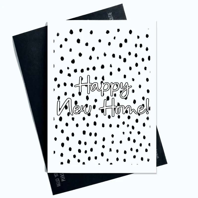 Polka Dot Pattern New Home Card Celebrate with Black Dots