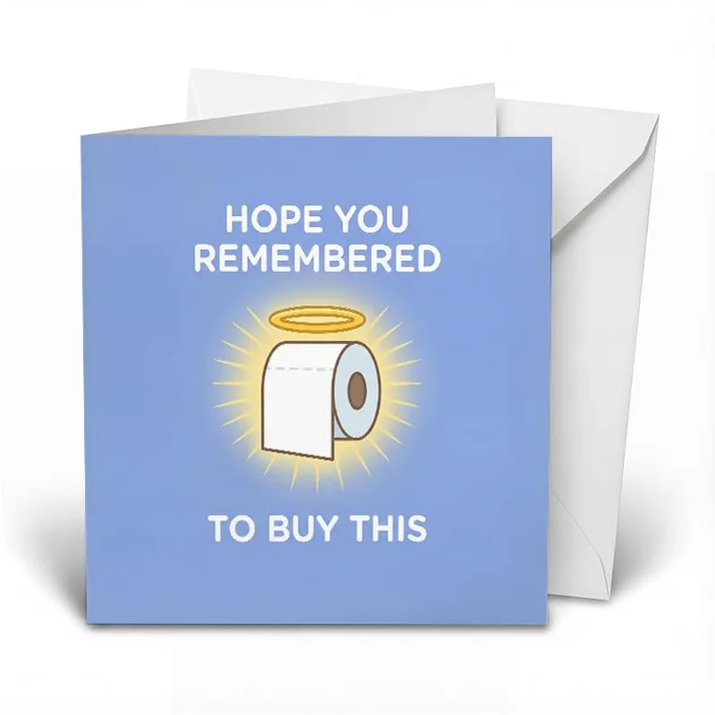 Paper Halo Blue New Home Card: A Funny Toilet Paper Housewarming Gift