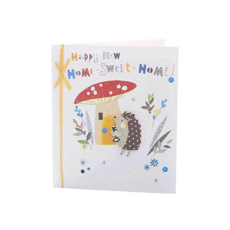 Mushroom Hedgehog Flowers New Home Card