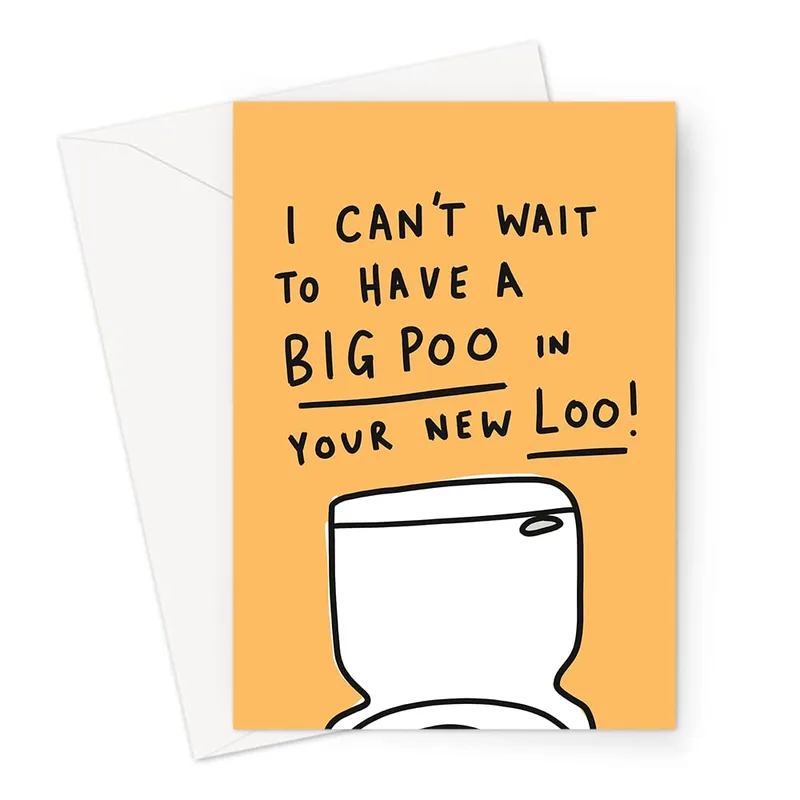 Orange Toilet Bowl New Home Card for a Funny Housewarming