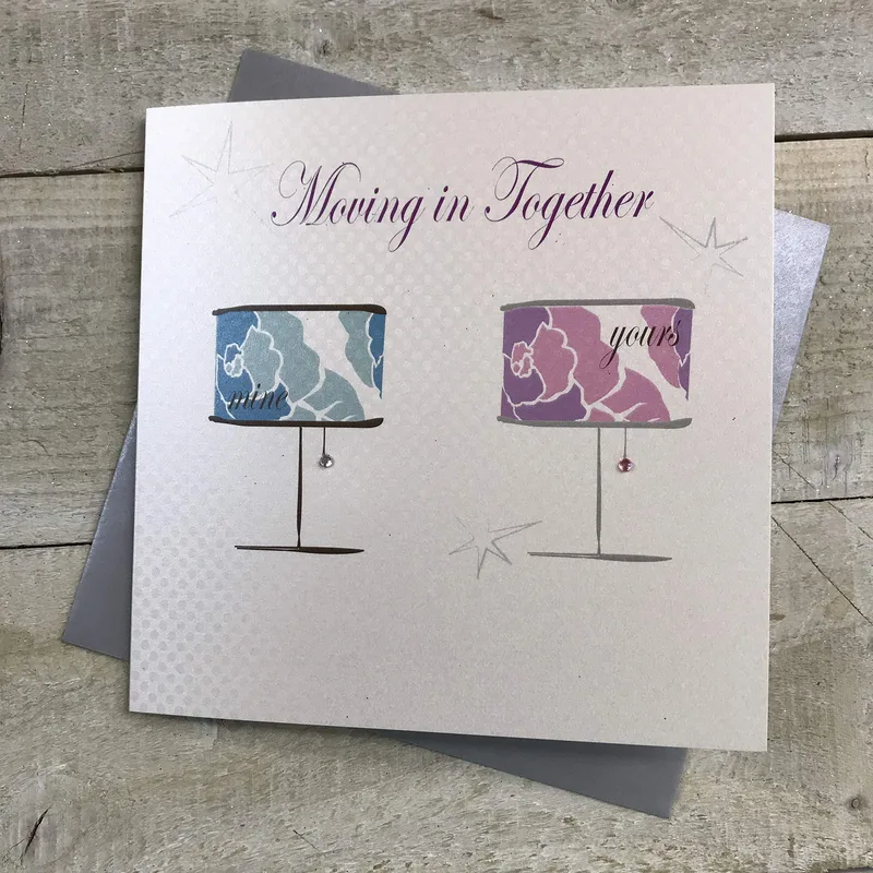 Shades Silver Border New Home Card Celebrating Couple's Move