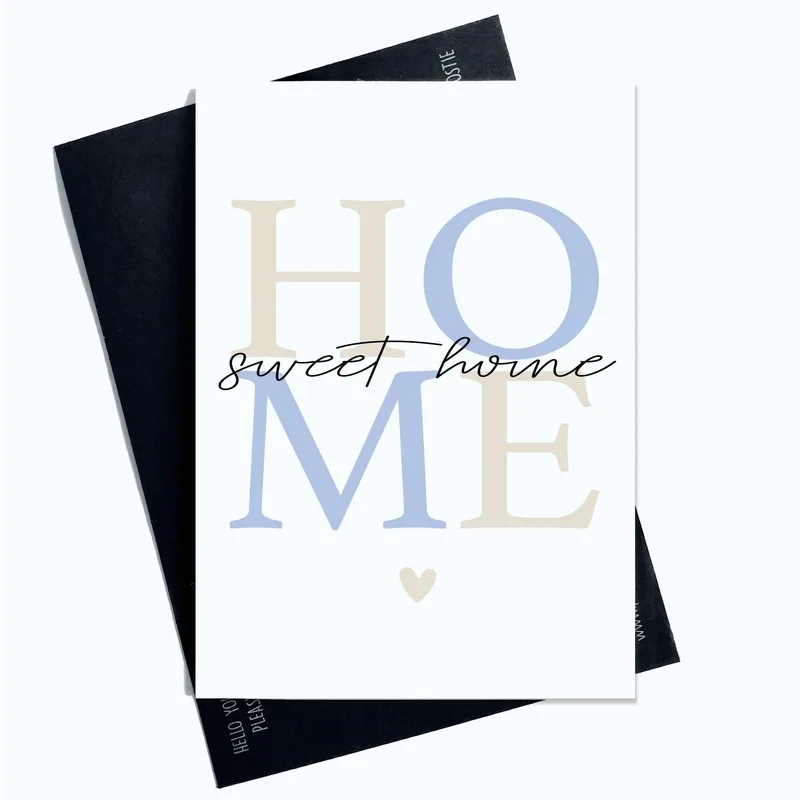 Letters Sweet Home New Home Card featuring bold typography