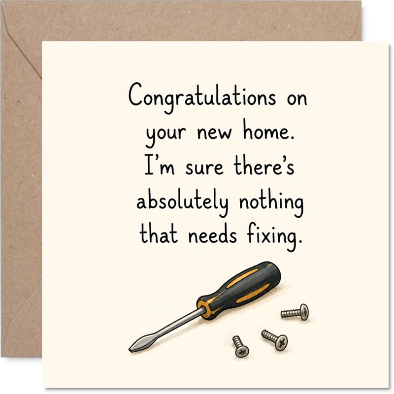 Screwdriver Screws Cream New Home Card for Sarcastic Housewarmers