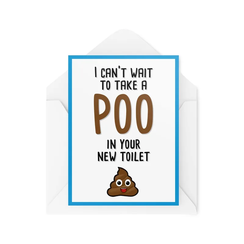 Blue Poo Emoji New Home Card for the Housewarming Humorist