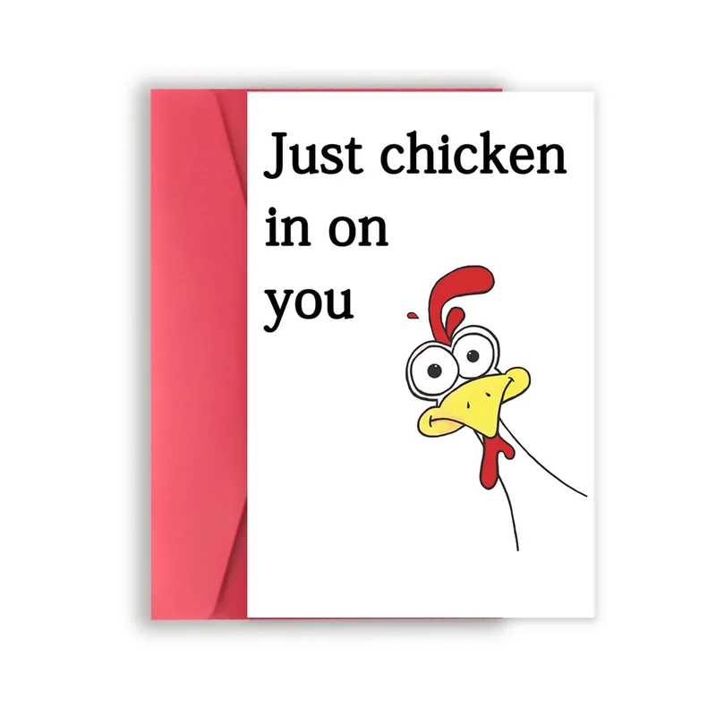 Chicken Pun Card: Just Chicken In on You